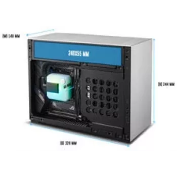 Lian Li x DAN Cases A4-H2O korpusas, Mini-ITX, PCIe 5.0 lankstus kabelis - sidabrinis