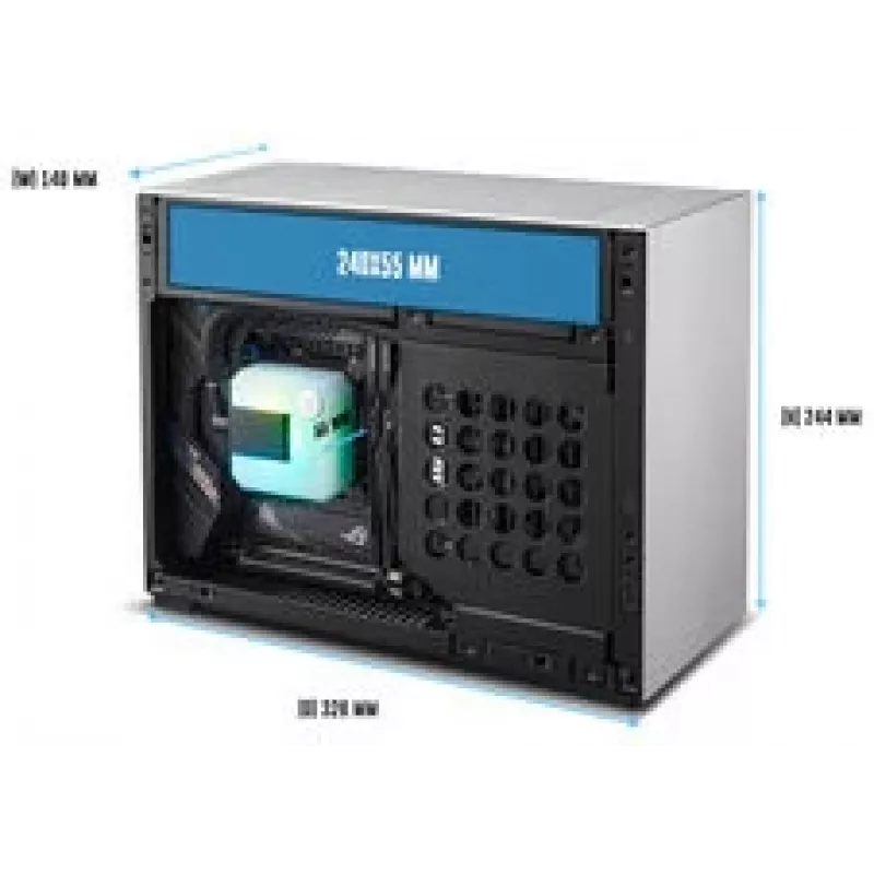 Lian Li x DAN Cases A4-H2O korpusas, Mini-ITX, PCIe 5.0 lankstus kabelis - sidabrinis