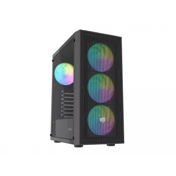 Korpusas Fury NFO-2402 Midi Tower su temperuotu stiklu ir ARGB apšvietimu