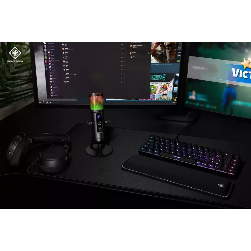 Deltaco Gaming RGB srautinio perdavimo mikrofonas juodas