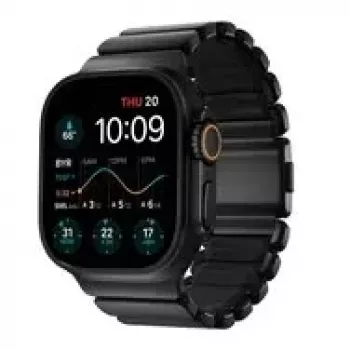 NOMAD Stratos Band – titano apyrankė Apple Watch 49 mm su FKM (juodas titanas, juoda FKM)