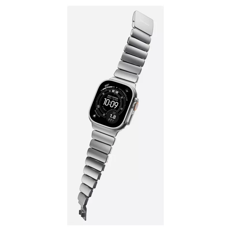 NOMAD Stratos Band – titano apyrankė Apple Watch 49mm su FKM įdėklu (natūralus titanas, juodas FKM)