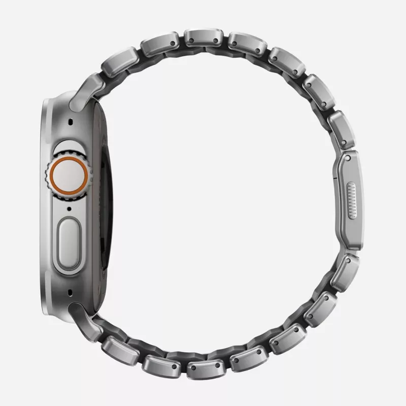 NOMAD Stratos Band – titano apyrankė Apple Watch 49mm su FKM įdėklu (natūralus titanas, juodas FKM)