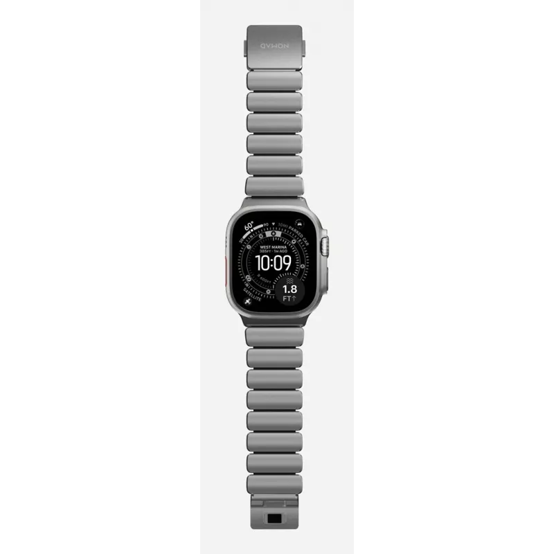 NOMAD Stratos Band – titano apyrankė Apple Watch 49mm su FKM įdėklu (natūralus titanas, juodas FKM)