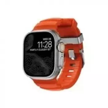 NOMAD Rocky Point Band – dirželis Apple Watch 46mm/49mm su FKM ir titanu (magma, natūrali apkaustai)