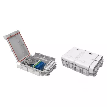 Išorinis FTTH IP65 šviesolaidžių skirstiklis 48 skaiduloms, 24 adapteriams, su sujungimo laikikliais FTTH-BOX-OUT-5