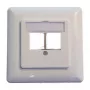 EFB Elektronik 2 prievadų Keystone rėmelio rinkinys ET-25091 – tiesiam DIN49075 lizdui, RAL9003 baltas, 80×80 mm rėmas su 50×50 mm centrine plokšte