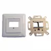 EFB Elektronik 2 prievadų Keystone rėmelio rinkinys ET-25091 – tiesiam DIN49075 lizdui, RAL9003 baltas, 80×80 mm rėmas su 50×50 mm centrine plokšte