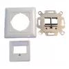 EFB Elektronik 2 prievadų Keystone rėmelio rinkinys ET-25091 – tiesiam DIN49075 lizdui, RAL9003 baltas, 80×80 mm rėmas su 50×50 mm centrine plokšte