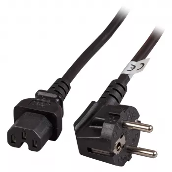EFB Elektronik Warmgeräteleitung CEE 7/7 90° auf C15 schwarz 3 m 3 x 1.00 mm² - 10 A - 3 m - Schwarz (EK625.3V2)