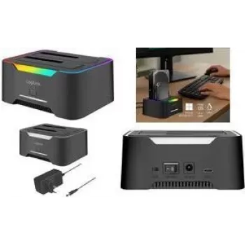 Docking stotelė LOGILINK Quickport QP0036, USB 3.2, 2 lizdai 2.5/3.5 colio SATA HDD/SSD