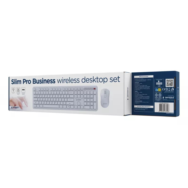 Belaidis klaviatūros ir pelės rinkinys Gembird KBS-WPS-01-W