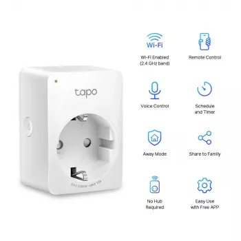 TP-Link Tapo P100 Mini išmanusis kištukas su Wi-Fi, baltas