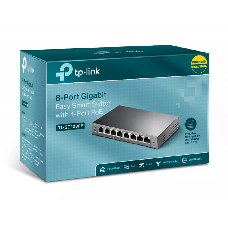 TP-Link 8 prievadų Gigabit Easy Smart valdomas L2 jungiklis su 4 PoE prievadais