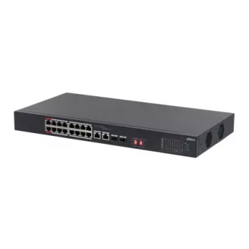Dahua Technology PoE tinklo jungiklis S3218-16ET-135, nevaldomas L2, Gigabit Ethernet (10/100/1000), PoE, 1U, juodas