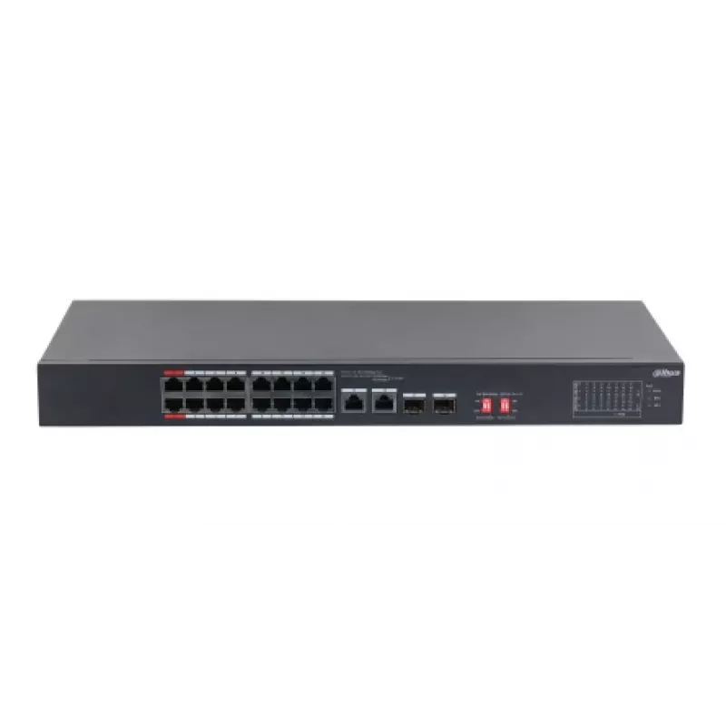 Dahua Technology PoE tinklo jungiklis S3218-16ET-135, nevaldomas L2, Gigabit Ethernet (10/100/1000), PoE, 1U, juodas
