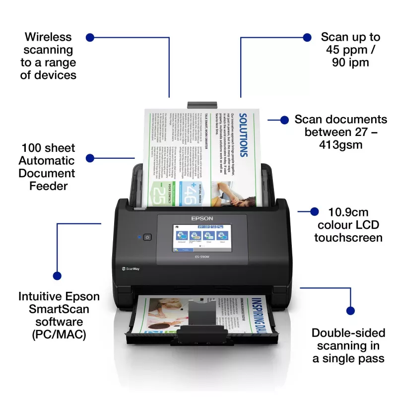 Epson WorkForce ES-590W lakštinis skaitytuvas 600 x 600 DPI A4 juodas