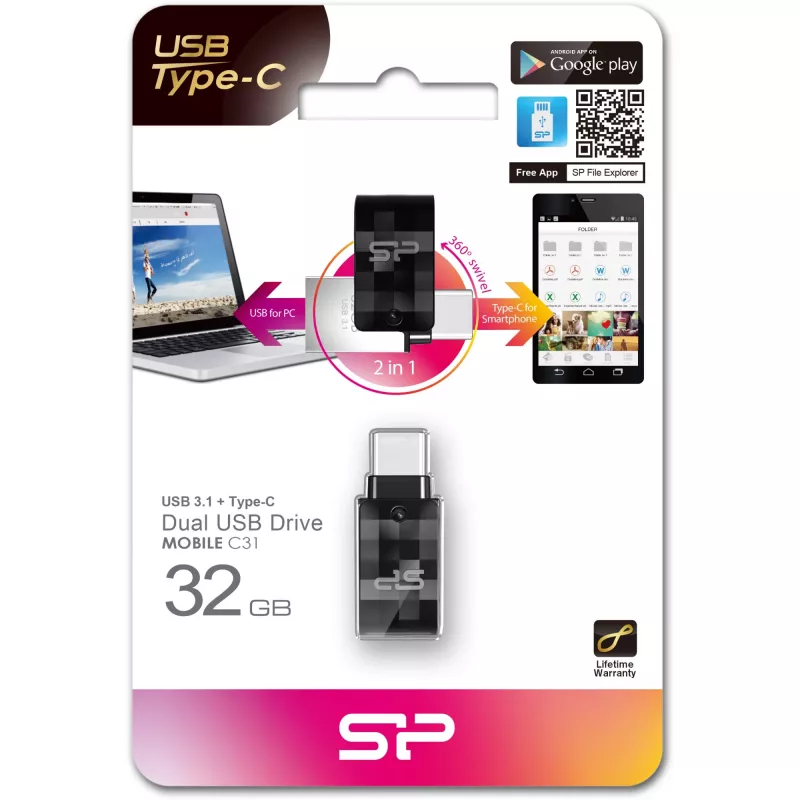 Silicon Power Mobile C31 32 GB USB 3.0 (3.1 Gen 1) Type-A/Type-C atmintukas
