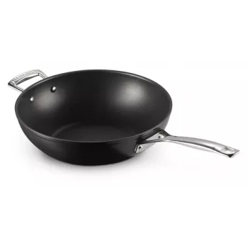 Le Creuset kietintas nelipnus wok 30 cm juodas/sidabrinis