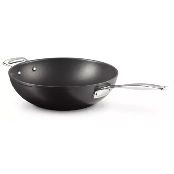 Le Creuset kietintas nelipnus wok 30 cm juodas/sidabrinis