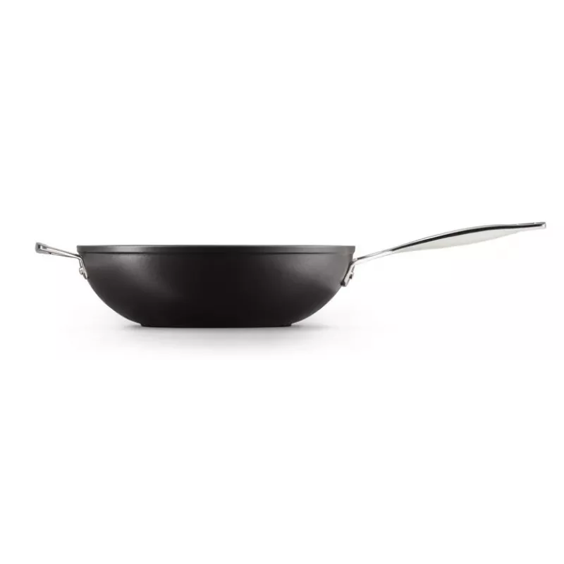Le Creuset kietintas nelipnus wok 30 cm juodas/sidabrinis
