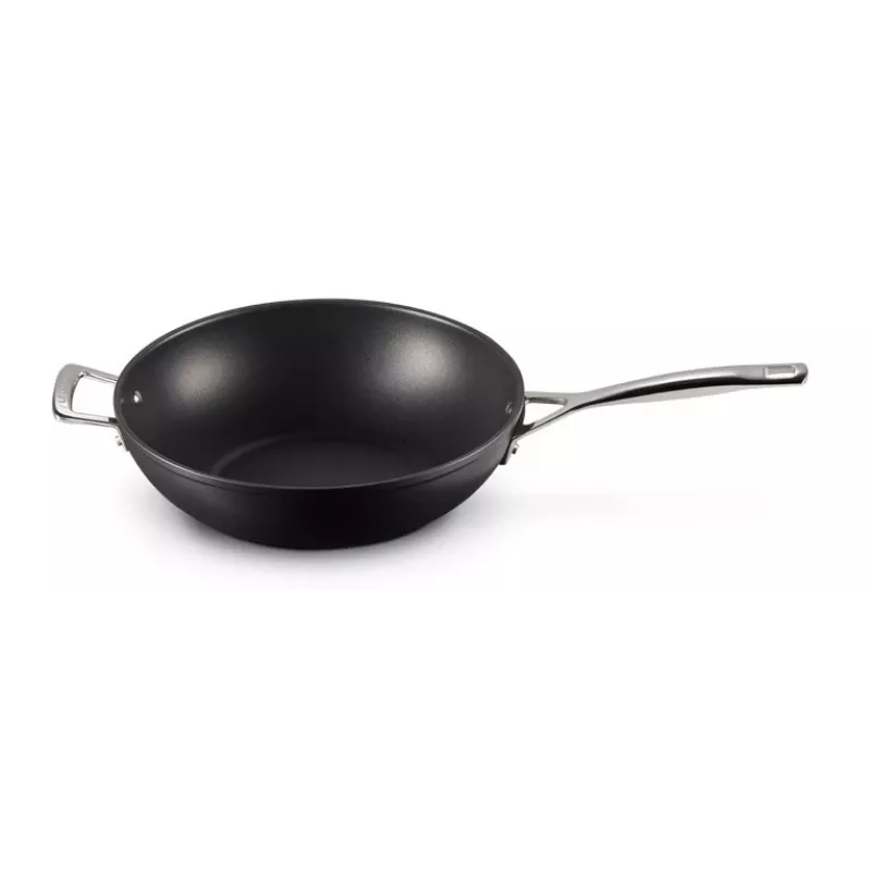 Le Creuset kietintas nelipnus wok 30 cm juodas/sidabrinis
