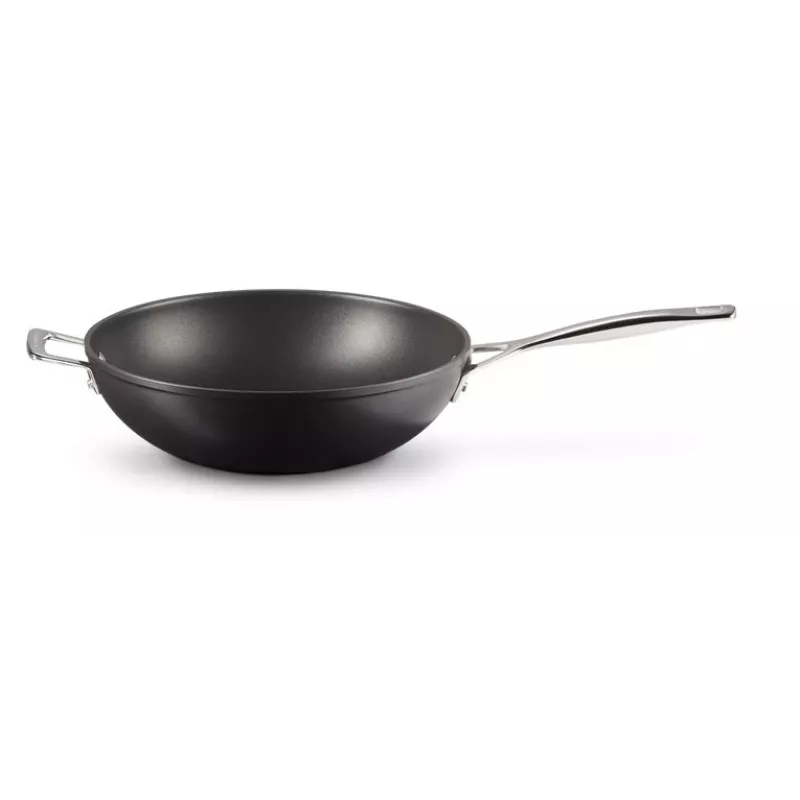 Le Creuset kietintas nelipnus wok 30 cm juodas/sidabrinis