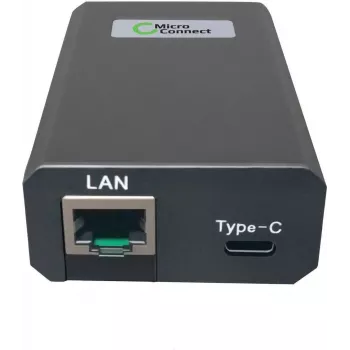 Microconnect POEINJ-25W-USBC - PoE įpurškiklis, Gigabit Ethernet, 1000 Mbit/s, juodas