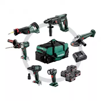 METABO rinkinys COMBO 18V 6.1 (SB18LTX + SSW18LTX300BL + KH18LTX24 + W18L9-125QUICK + SSEP18LT + ULA) 4x4,0Ah Krepšys