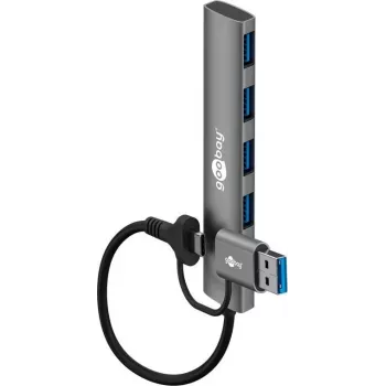 Goobay 2in1 Slim 4 prievadų USB šakotuvas, 5 Gbit/s (79149)