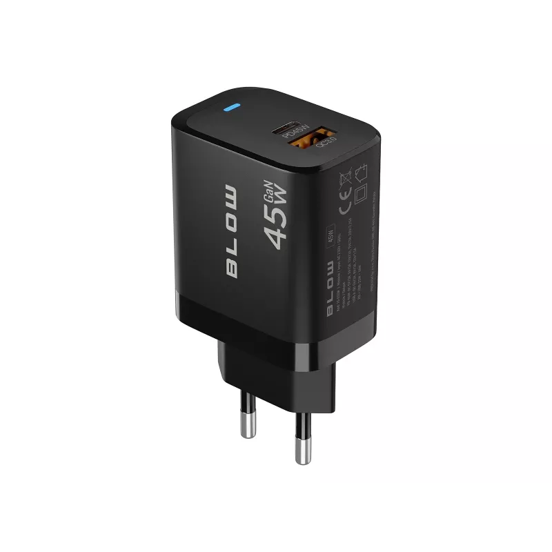 Sieninis įkroviklis USB-A USB-C PD 45W su laidu