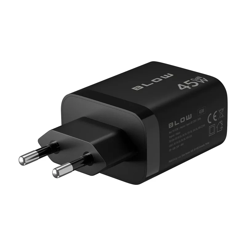 Sieninis įkroviklis USB-A USB-C PD 45W su laidu