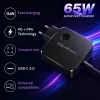 Qoltec GaN 65W USB-C PD PPS įkroviklis 5V 21V 3A 3.25A