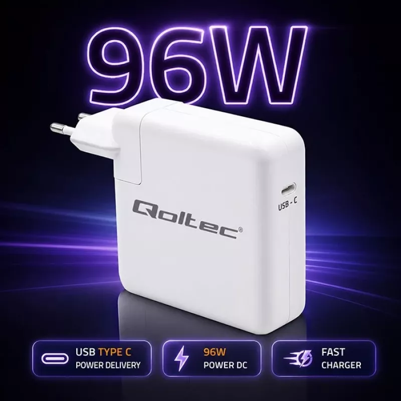 USB-C įkroviklis 96W 5V/20V 3A/4.8A QOLTEC