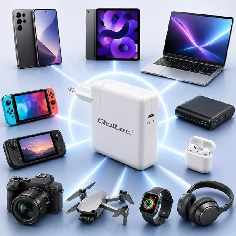 USB-C įkroviklis 96W 5V/20V 3A/4.8A QOLTEC
