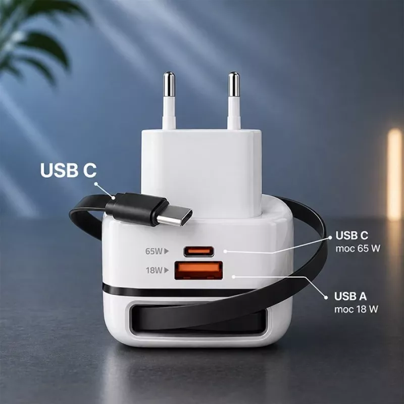 USB C įkroviklis 65W GaN PPS 5V 20V 3A 3.25A