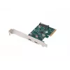Tinklo plokštė PCI Express x1 → 2x USB-C 3.2 Gen 2x1 su LED ir žemo profilio laikikliu