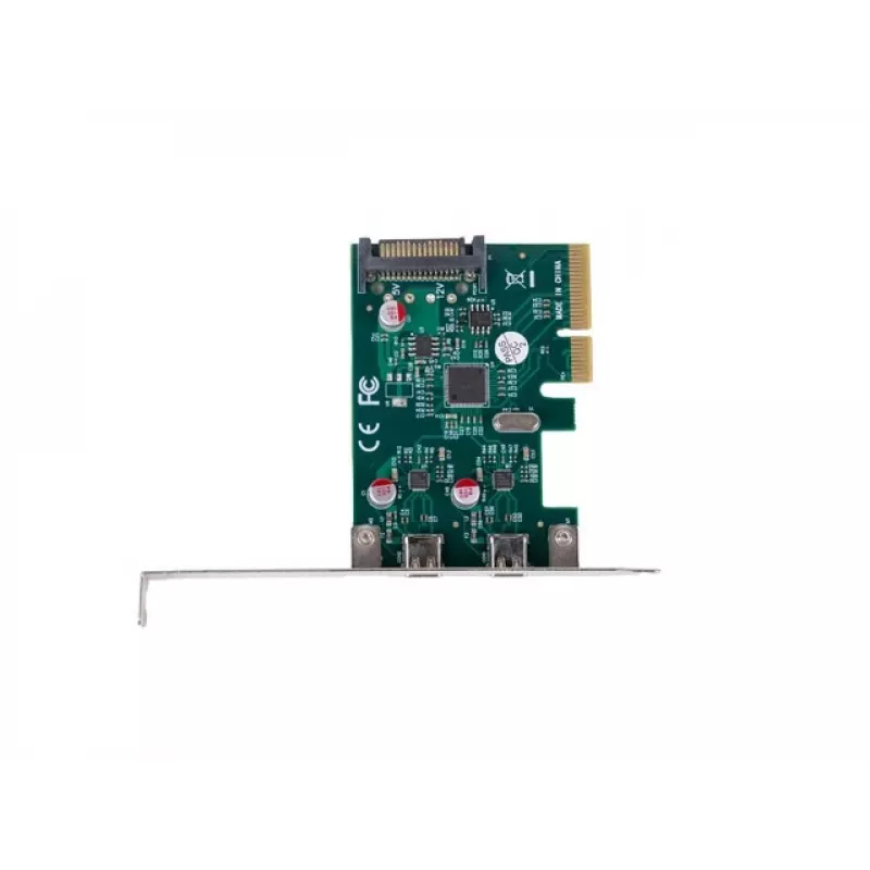 Tinklo plokštė PCI Express x1 → 2x USB-C 3.2 Gen 2x1 su LED ir žemo profilio laikikliu
