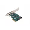 Tinklo plokštė PCI Express x1 → 2x USB-C 3.2 Gen 2x1 su LED ir žemo profilio laikikliu