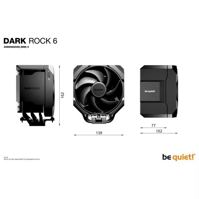 Oro aušintuvas be quiet! Dark Rock 6, AMD AM5/AM4, Intel 1851/1700/1200/1150/1151/1155