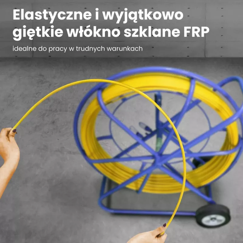 Extralink kabelių traukimo strypas Pilot 10mm 150m stiklo pluošto FRP, sk. 10 mm, ilg. 150 m, geltonas