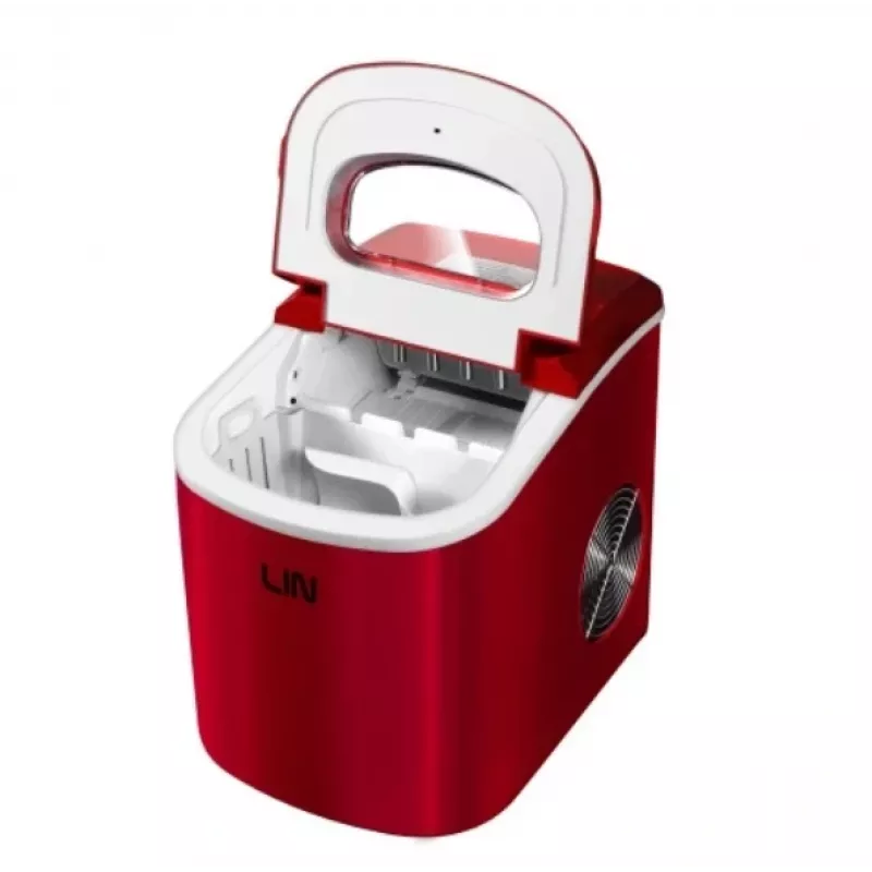 Nešiojamas ledo kubelių gamintojas LIN ICE PRO-R12 raudonas