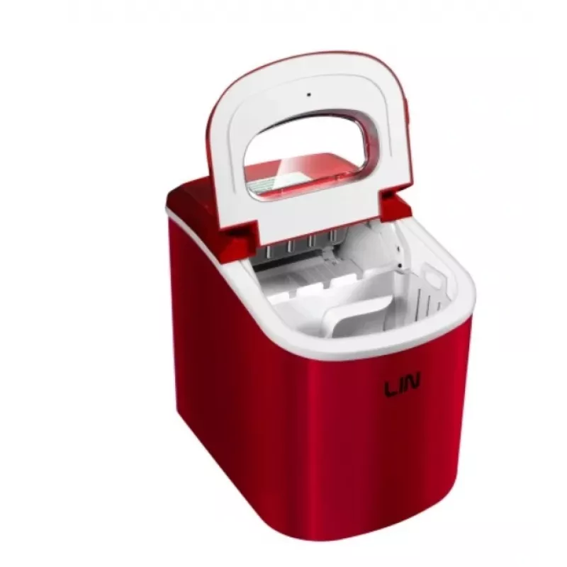 Nešiojamas ledo kubelių gamintojas LIN ICE PRO-R12 raudonas