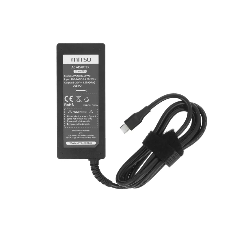 Nešiojamojo kompiuterio maitinimo blokas 65W USB-C PD