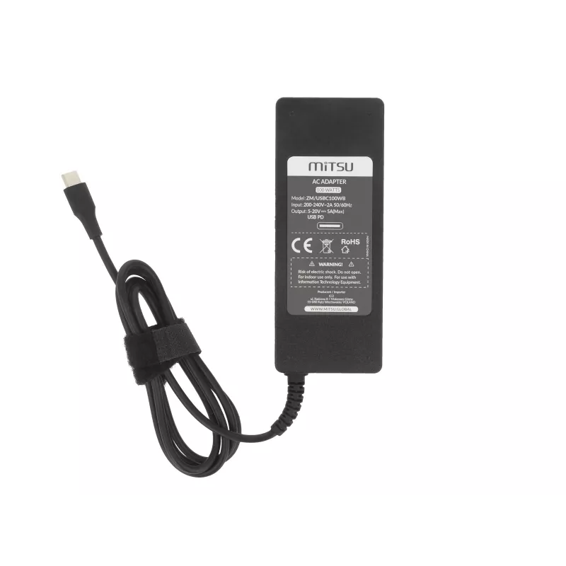 Nešiojamojo kompiuterio maitinimo adapteris 100W USB-C PD 5V-9V-12V-15V/3A, 20V/5A MITSU