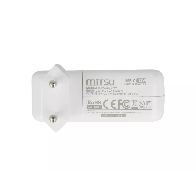 Įkroviklis nešiojamam kompiuteriui 67W USB-C 5V-9V-12V-15V/3A, 20V/3.35A PD