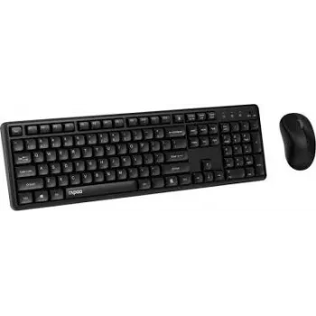 Rapoo 8150M tylus daugiarėžimis klaviatūros ir pelės rinkinys QWERTZ DE belaidis juodas