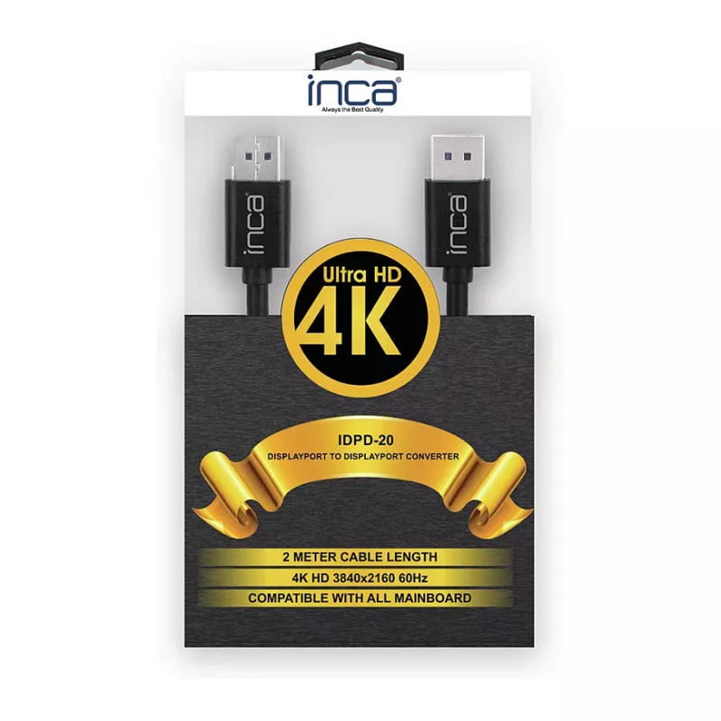 INCA DisplayPort kabelis IDPD-20 DP > DP; 4K60Hz; 2,0m mažmeninė pakuotė