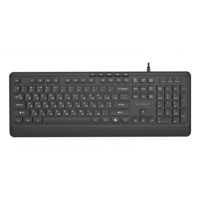Gembird KB-MCH-05-CYRL daugiafunkcinė klaviatūra USB su kirilicos simboliais, juoda