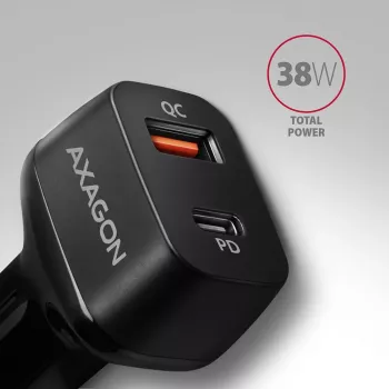 Automobilinis įkroviklis AXAGON PWC-PQ38 38W 2x USB-A+C